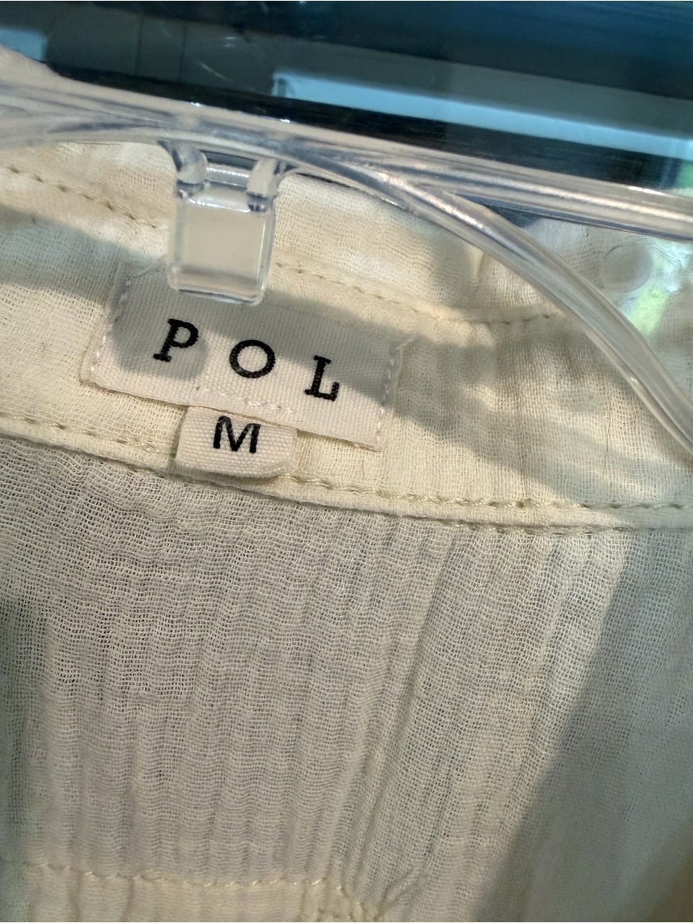 POL Cream Stud-Trim Lightweight Jean Shirt Jacket - Picture 3 of 3